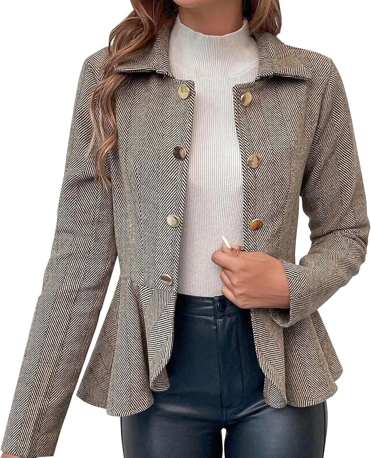 Blazers for Women Business Casual Business Ladies Jacket Buttonn Prtite Trendy Blazer Loose With Pockets Jacket
