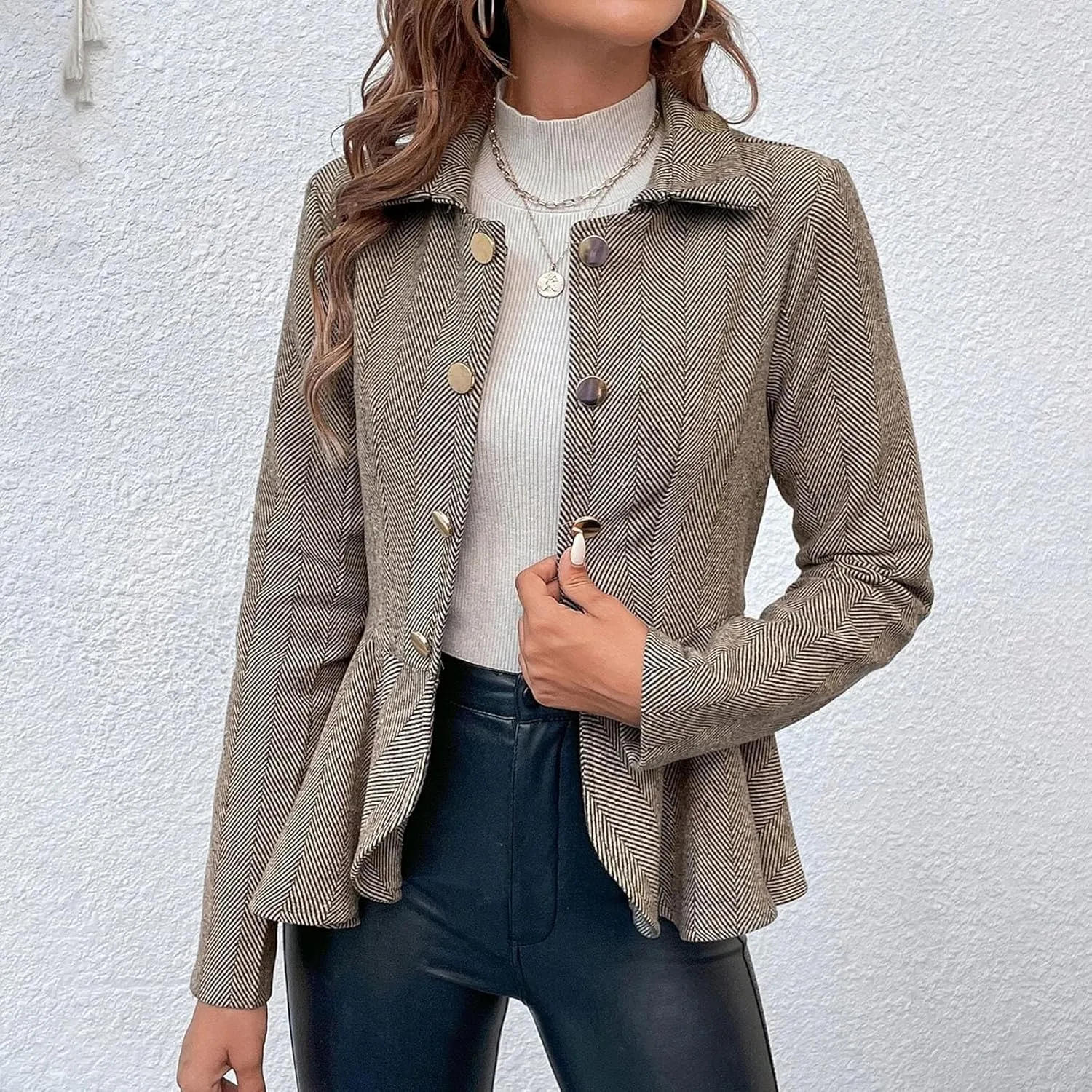 Blazers for Women Business Casual Business Ladies Jacket Buttonn Prtite Trendy Blazer Loose With Pockets Jacket