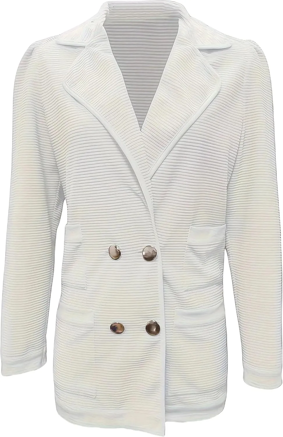 Blazers for Women Lapel Collar Long Sleeve Double Button Work Office Blazer Jackets Business Casual Tweed Blazers