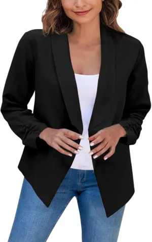 Blazers for Women Suit Jackets Long Sleeve Lapel Suit Small Jacket Work Office Blazer Lapel Button Jacket Black