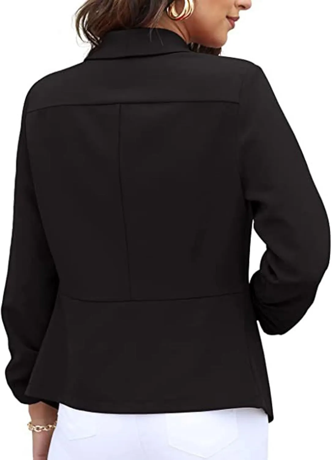 Blazers for Women Suit Jackets Long Sleeve Lapel Suit Small Jacket Work Office Blazer Lapel Button Jacket Black