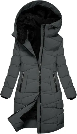 Borniu Women's Winter Coat Hooded Warm Puffer Quilted Thicken Parka Jacket Fleece Lined Down Jacket Outerwear with Pockets