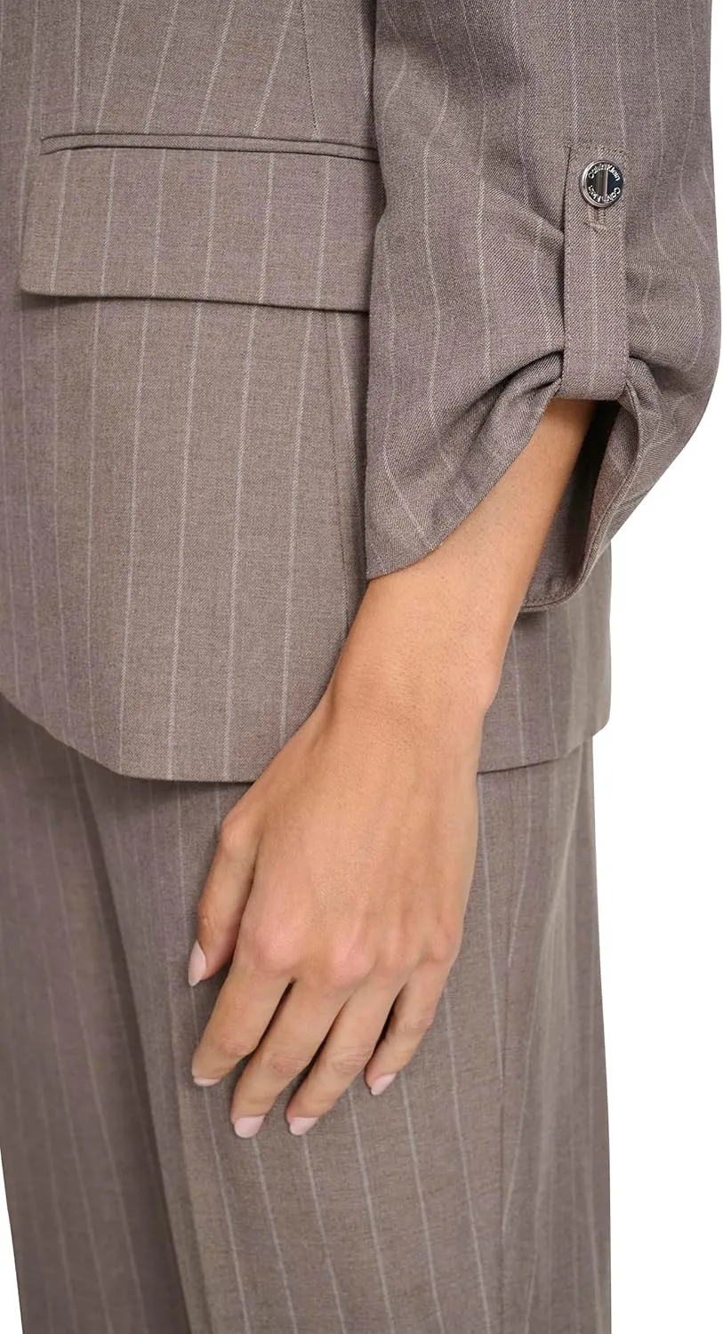 Calvin Klein Women's 3/4 Ruched Sleeve One Button Blazer