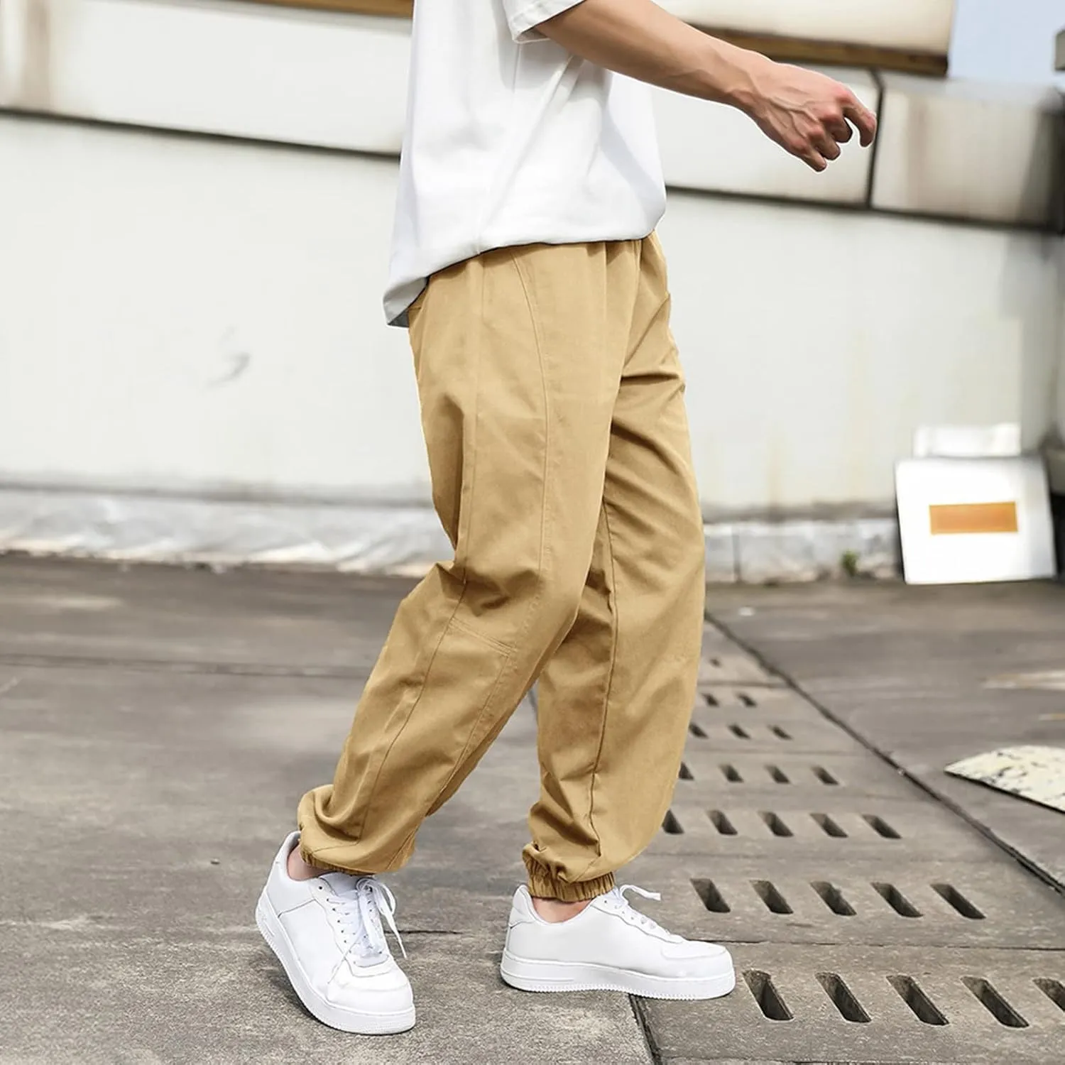 Cargo Pants for Men Big and Tall, Cargo Pants Elastic Waist Joggers Solid Casual Multi Pockets Outdoor Straight Type