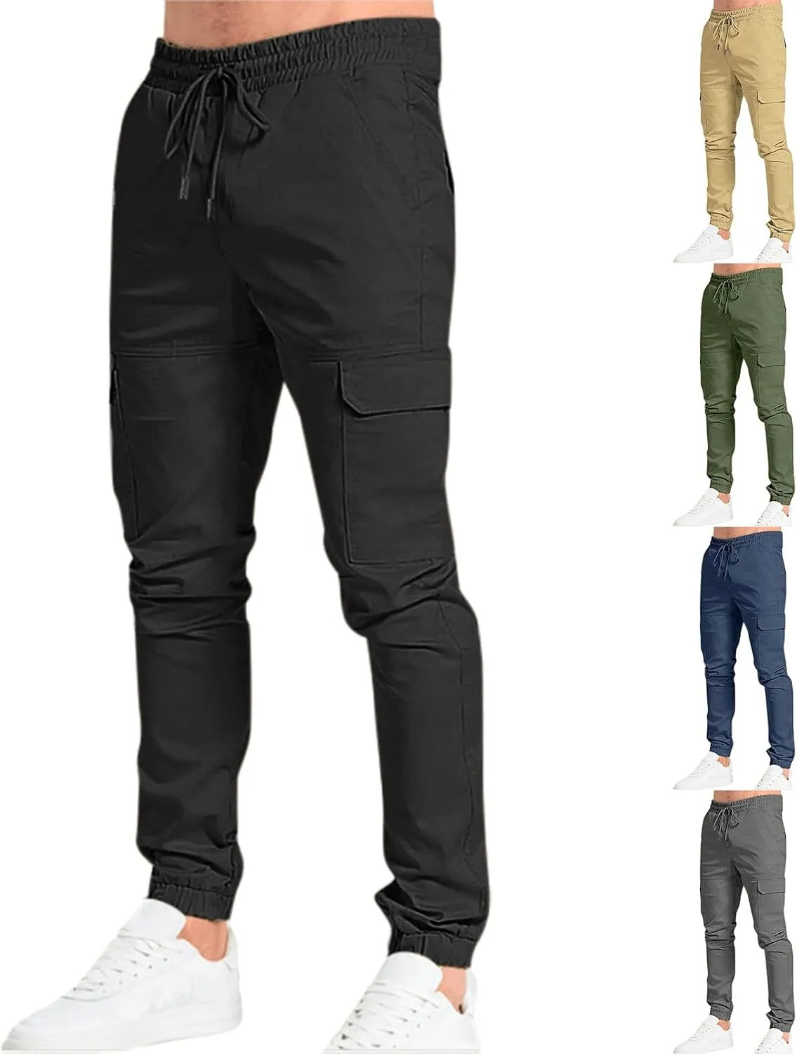 Cargo Pants for Men Big and Tall, Elastic Waist Jogger Sports Pants Drawstring Sports Trousers Joggers for Men Sports