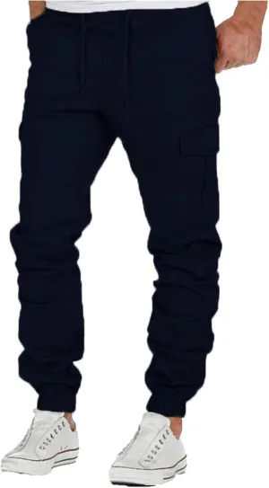 Cargo Pants for Men,Mens Multi-Pockets Pants Patchwork Outdoor Fashion Jogger Pants Streetwear with Drawstring