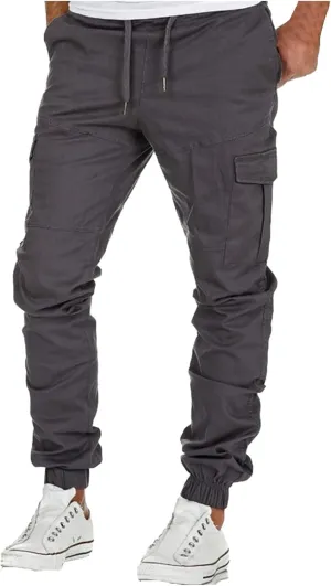 Cargo Pants for Men,Mens Multi-Pockets Pants Patchwork Outdoor Fashion Jogger Pants Streetwear with Drawstring
