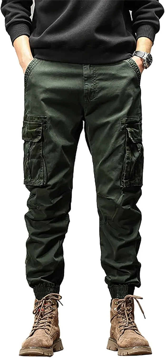 Cargo Sweatpants for Men Big and Tall Joggers Cotton Cargo Sweatpants Trousers Long Pants Men's Casual Military Pants