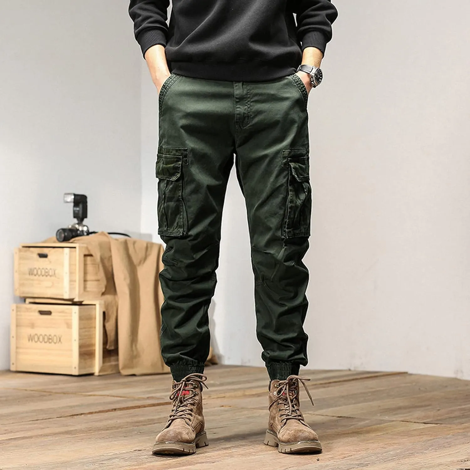 Cargo Sweatpants for Men Big and Tall Joggers Cotton Cargo Sweatpants Trousers Long Pants Men's Casual Military Pants