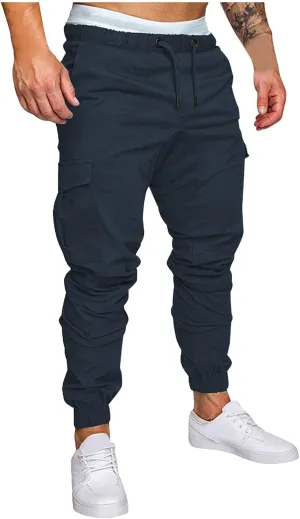 Cargo Sweatpants for Men Hiking Pants Sweatpants Men Men's Sweatpants Overalls Drawstring Multi Pocket Hiking Cotton