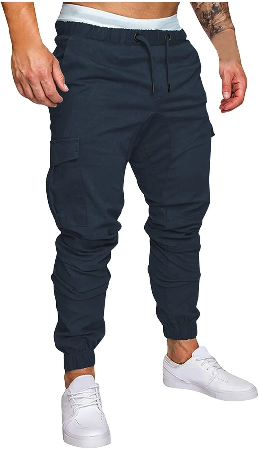 Cargo Sweatpants for Men Hiking Pants Sweatpants Men Men's Sweatpants Overalls Drawstring Multi Pocket Hiking Cotton