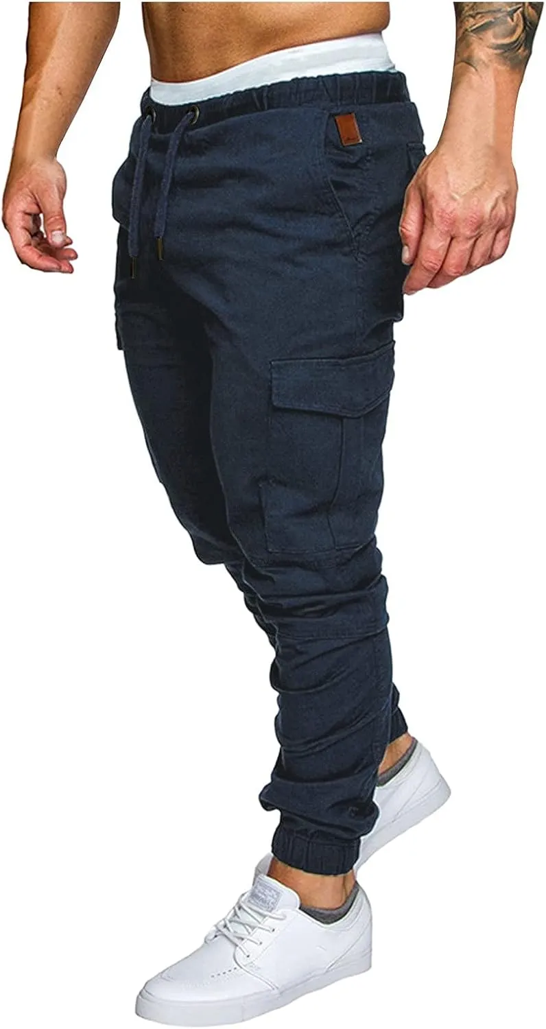 Cargo Sweatpants for Men Hiking Pants Sweatpants Men Men's Sweatpants Overalls Drawstring Multi Pocket Hiking Cotton