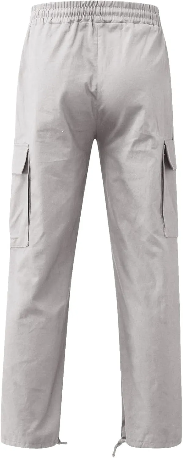 Cargo Trousers for Men with Pocket for Workout Jogging Running Men's Heavyweight Sweatpants Fleece Lined with Pockets
