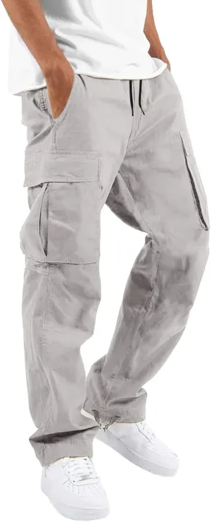 Cargo Trousers for Men with Pocket for Workout Jogging Running Men's Heavyweight Sweatpants Fleece Lined with Pockets