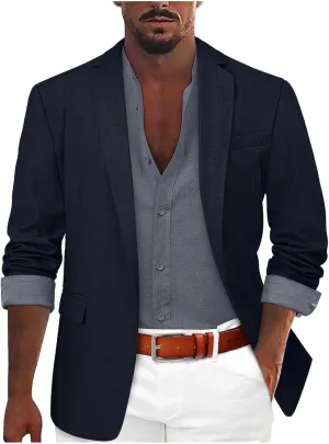Casual Blazer for Men Slim Fit Lightweight Jacket Casual Sport Coat One Button Suit Jacket for Wedding Business