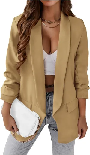 Casual Blazer Jackets for Women 2025 Sexy Open Front Long Sleeve Lapel Office Jacket Elegant Business Suit Jackets