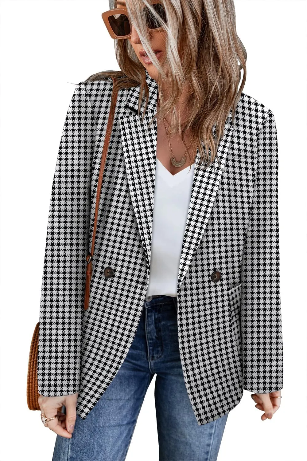 CHICZONE Womens Long Sleeve Casual Blazers Open Front Lapel Button Work Office Blazer Jackets