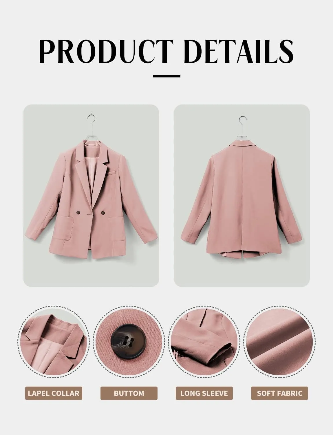 CHICZONE Womens Long Sleeve Casual Blazers Open Front Lapel Button Work Office Blazer Jackets