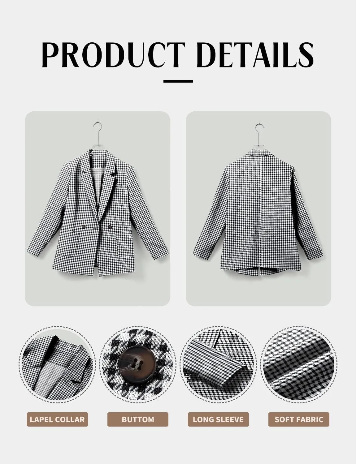 CHICZONE Womens Long Sleeve Casual Blazers Open Front Lapel Button Work Office Blazer Jackets