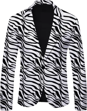 Christmas Blazer for Mens, Ugly Xmas Santa Claus Snowflake Print Tuxedo Suit Jacket One Button Lapel Party Blazers