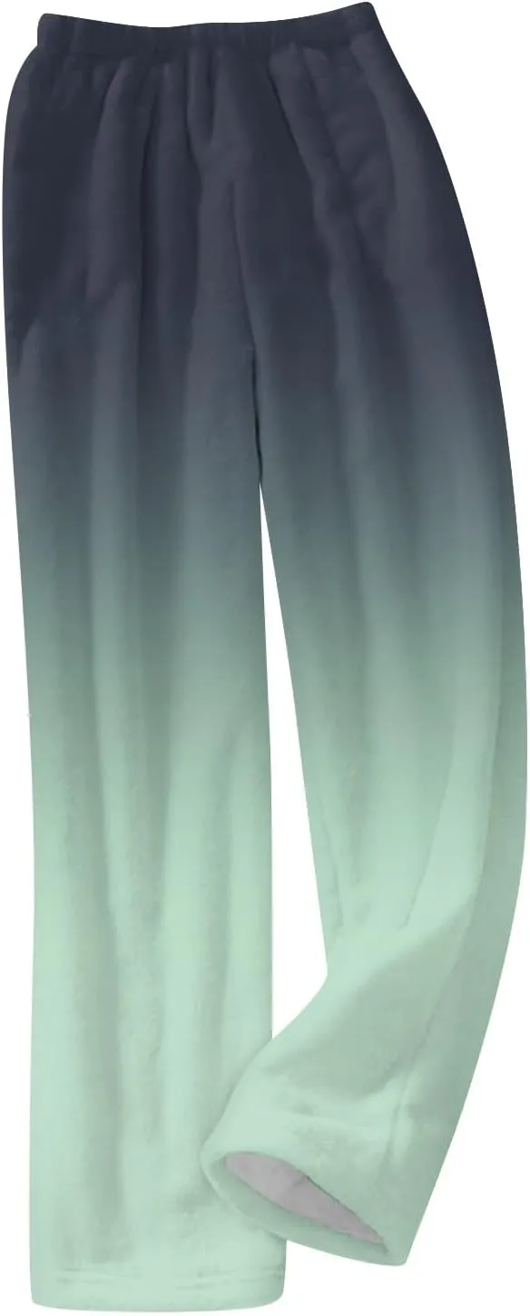 Christmas Pajamas for Women Fleece Pajama Pants Warm Plaid Lounge Pj Bottoms for Women with Pockets Soft Sleepwear