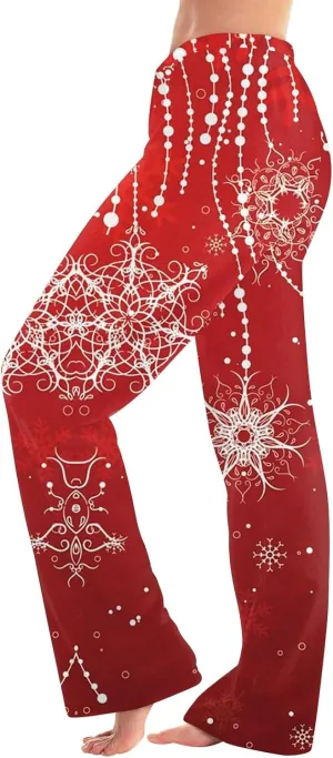 Christmas Pajamas for Women Fleece Pajama Pants Warm Plaid Lounge Pj Bottoms for Women with Pockets Soft Sleepwear