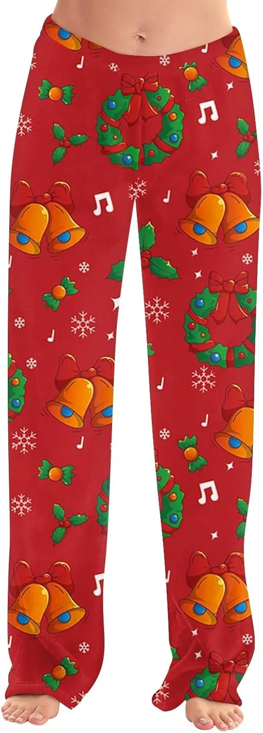 Christmas Pajamas for Women Fleece Pajama Pants Warm Plaid Lounge Pj Bottoms for Women with Pockets Soft Sleepwear