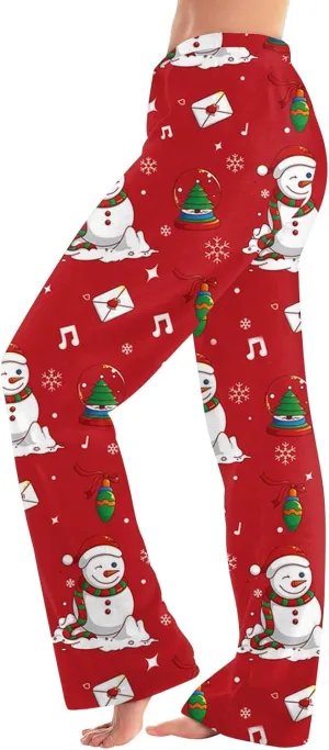 Christmas Pajamas for Women Fleece Pajama Pants Warm Plaid Lounge Pj Bottoms for Women with Pockets Soft Sleepwear