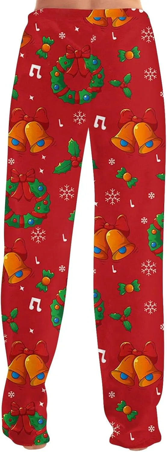 Christmas Pajamas for Women Fleece Pajama Pants Warm Plaid Lounge Pj Bottoms for Women with Pockets Soft Sleepwear