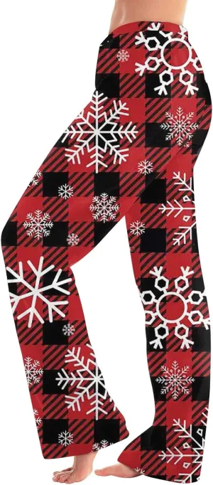 Christmas Pajamas for Women Fleece Pajama Pants Warm Plaid Lounge Pj Bottoms for Women with Pockets Soft Sleepwear