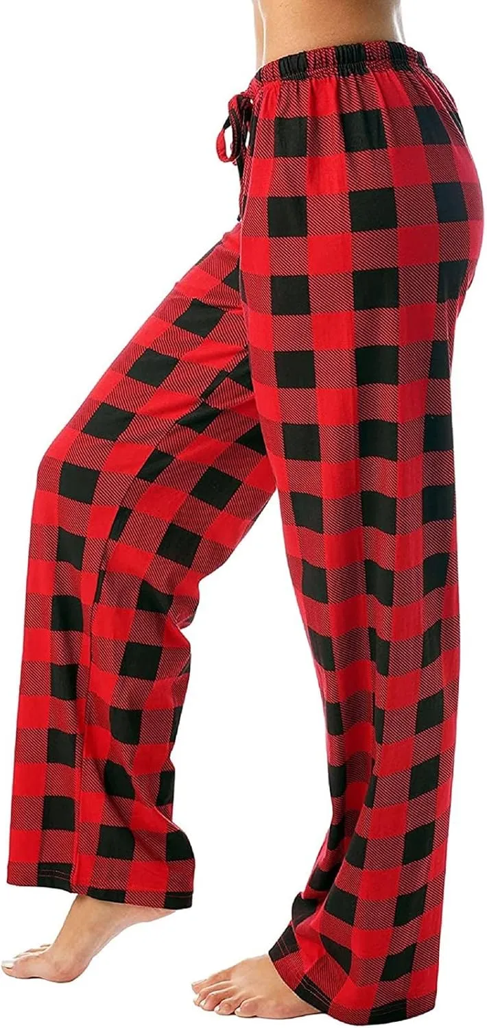 Christmas Pants for Women Buffalo Plaid Soft Sleepwear Lounge Pants Gifts for Him Her Pj Bottoms Joggers Sweatpants
