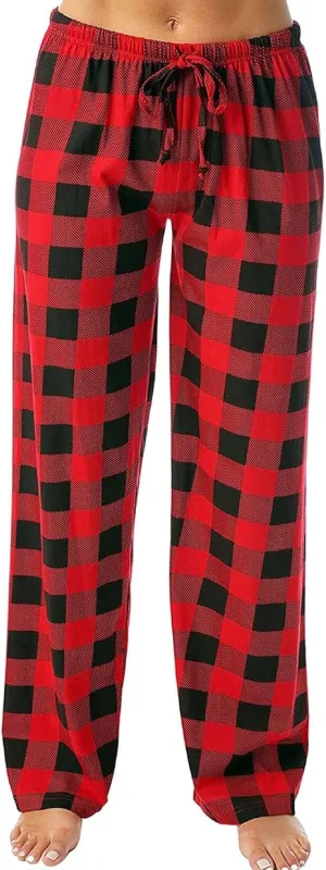 Christmas Pants for Women Buffalo Plaid Soft Sleepwear Lounge Pants Gifts for Him Her Pj Bottoms Joggers Sweatpants