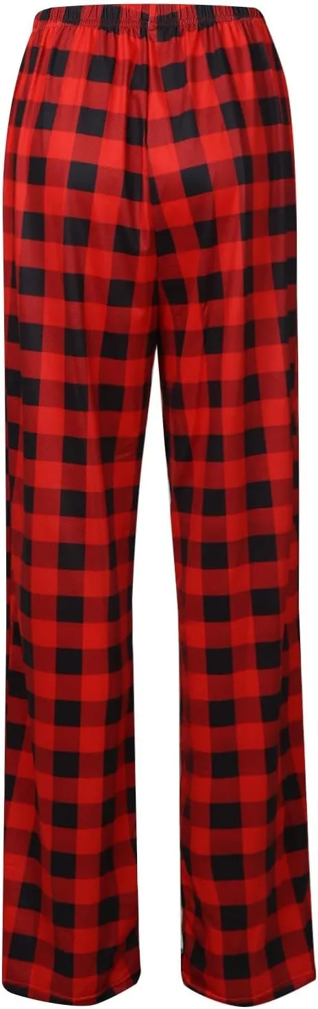 Christmas Pants for Women Buffalo Plaid Soft Sleepwear Lounge Pants Gifts for Him Her Pj Bottoms Joggers Sweatpants
