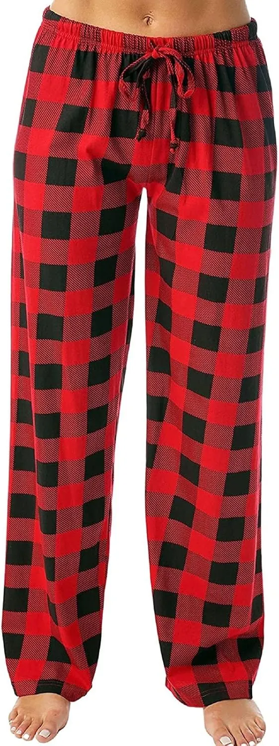 Christmas Pants for Women Buffalo Plaid Soft Sleepwear Lounge Pants Gifts for Him Her Pj Bottoms Joggers Sweatpants