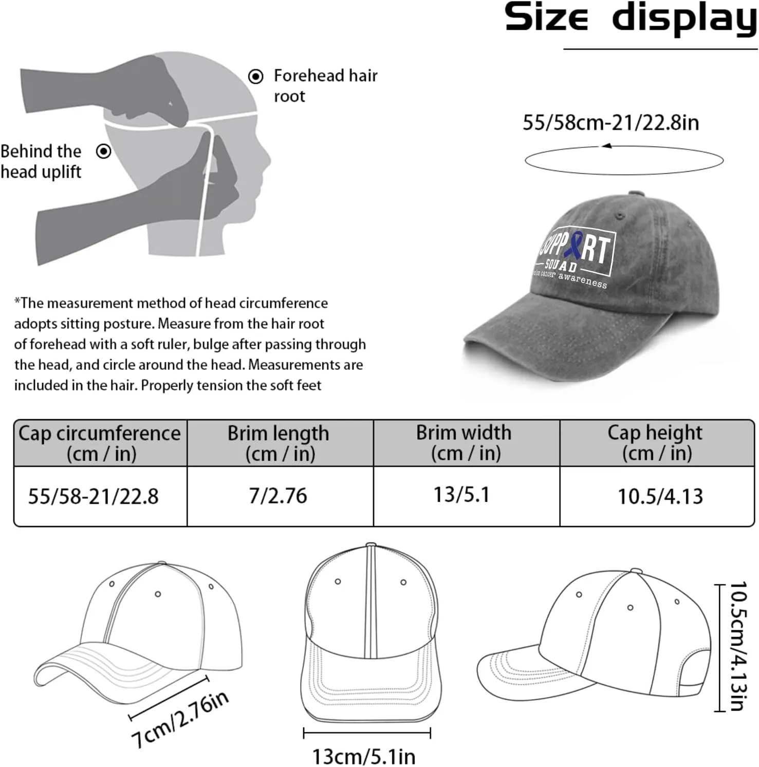 Colon Cancer Awareness Supporters Colorectal Cancer Mens Baseball Cap Low Profile Caps for Womens Pickleballb Hat Trendy