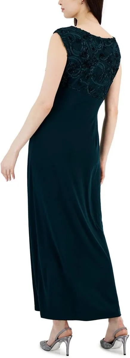 Connected Apparel Womens Textured Ruched Semi-Formal Dress