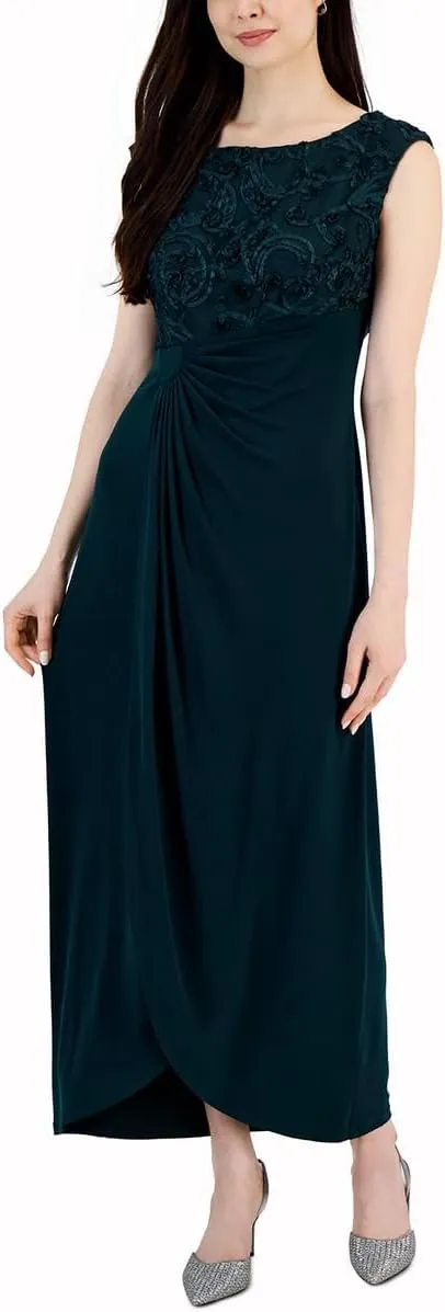 Connected Apparel Womens Textured Ruched Semi-Formal Dress