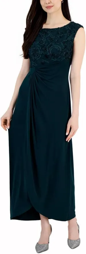 Connected Apparel Womens Textured Ruched Semi-Formal Dress