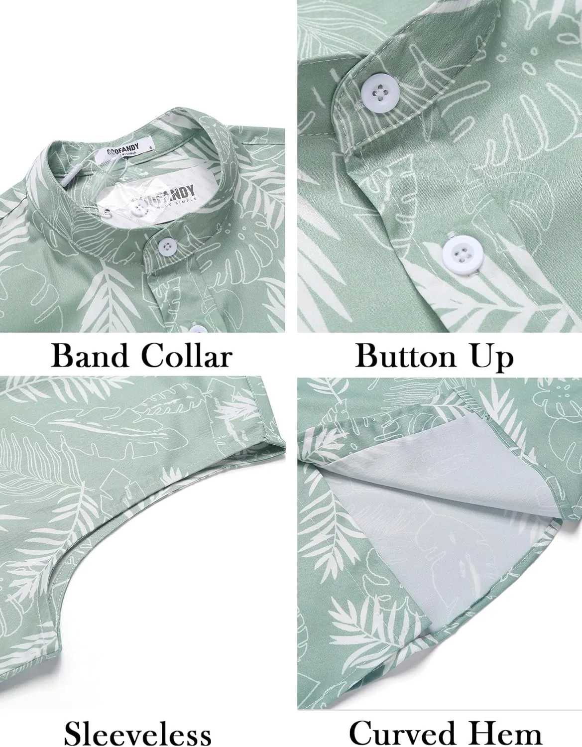 COOFANDY Men's Summer Beach Tank Tops Sleeveless Button Up Shirt Casual Textured Tank Shirts
