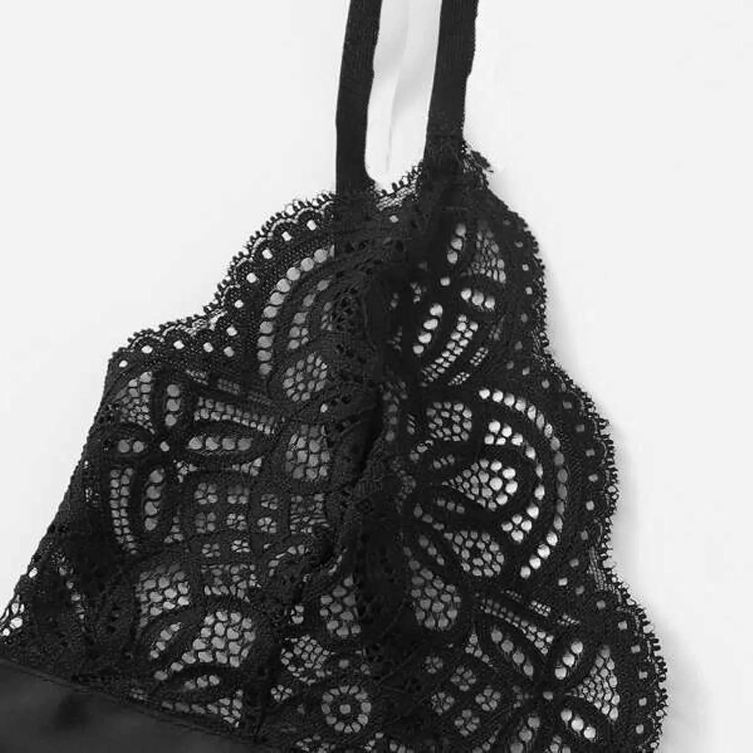 Cute Lingerie 2 Pieces Set Triangle Bralette Lace See Through Babydoll Bow Lingerie for Women Teddy Lingerie