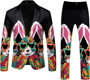 Easter Suits for Men 2 Piece Slim Fit Suit Set Birthday Wedding Party Tuxedo Suits Blazer Jacket Pants