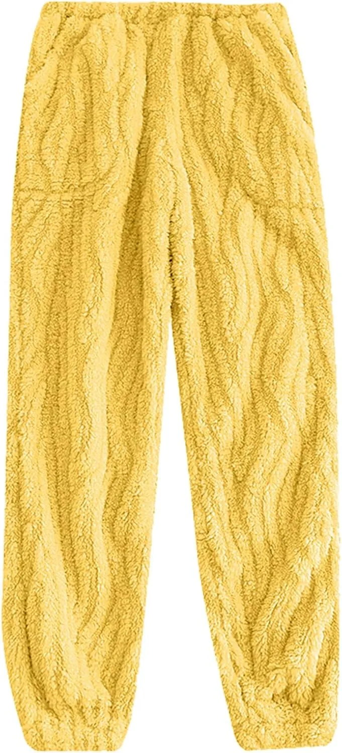 Fall Fashion for Women 2024 Trendy Plush Pajama Pants Soft Fuzzy Bottoms for Women Cozy Pj Fleece Lounge Pants