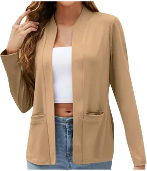 Fashion Work Blazers for Women Open Front Long Sleeve Casual Dressy Jackets 2024 Trendy Office Work Suit Tops
