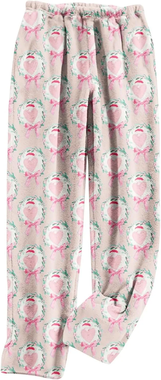 Flannel Pajamas Women Valentines Day Super Soft Fleece Pajama Pants Loose Stretchy Sleepwear Winter Thermal Pants