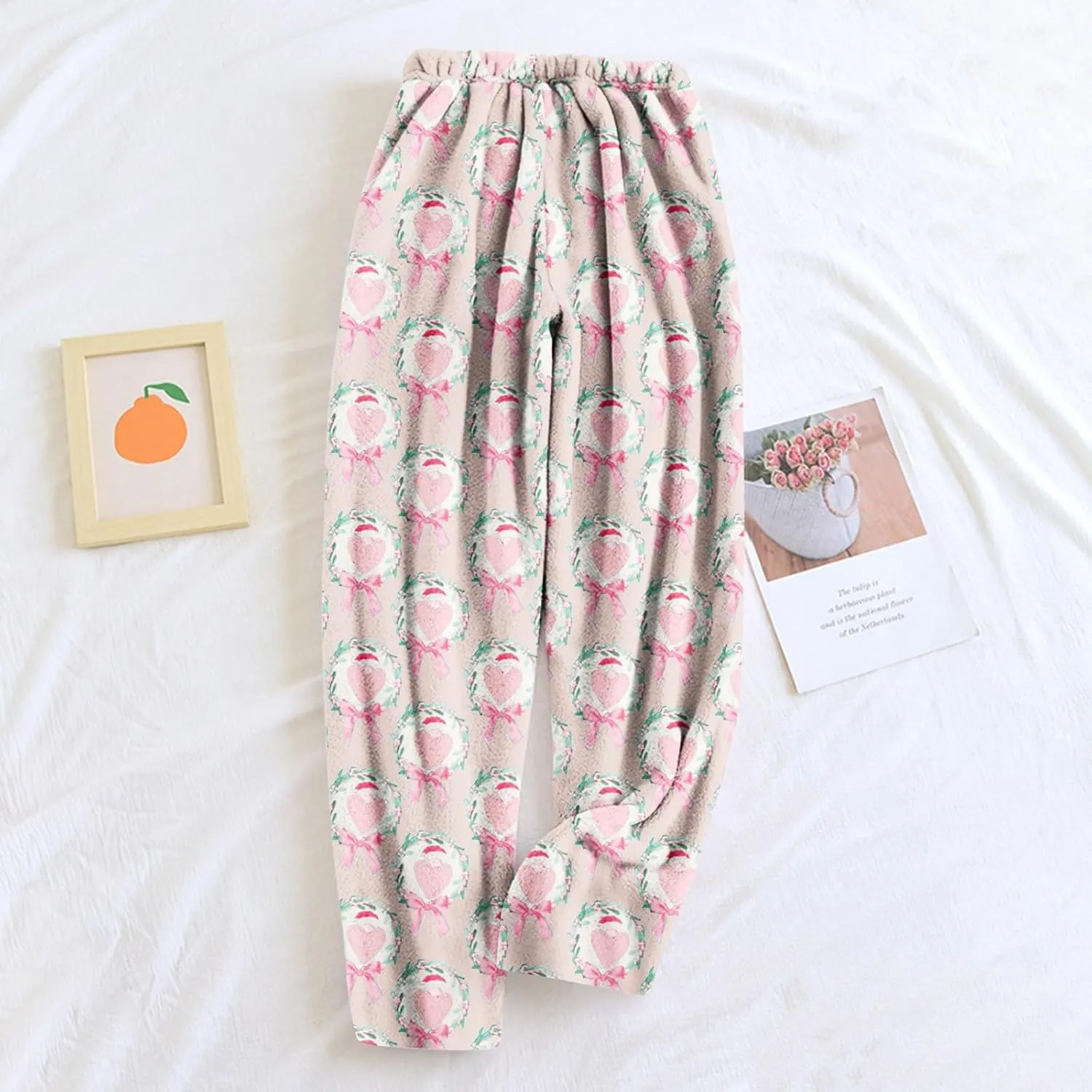 Flannel Pajamas Women Valentines Day Super Soft Fleece Pajama Pants Loose Stretchy Sleepwear Winter Thermal Pants