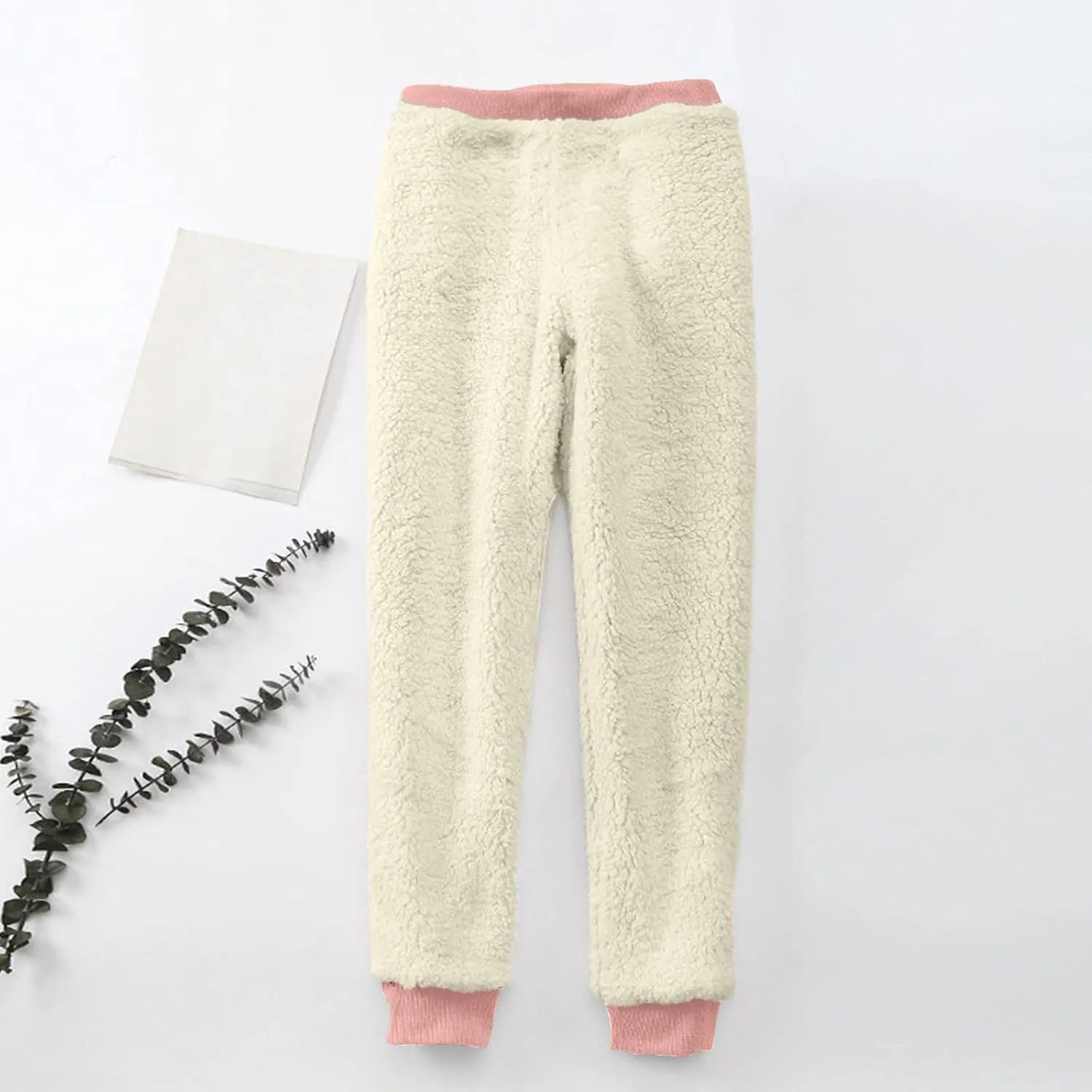 Fleece Lined Sweatpants Women - Joggers for Women with Pockets High Waisted Dog Paw Print Thermal Winter Warm Pants