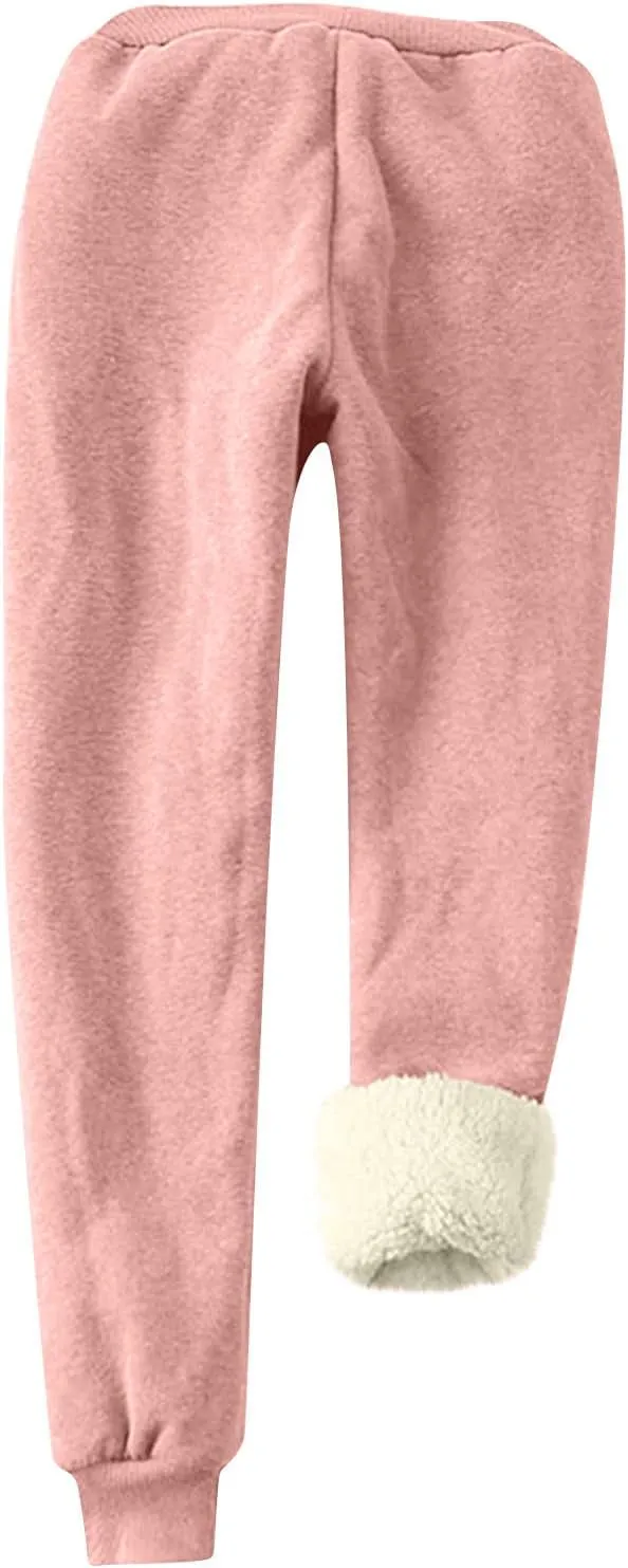 Fleece Lined Sweatpants Women - Joggers for Women with Pockets High Waisted Dog Paw Print Thermal Winter Warm Pants