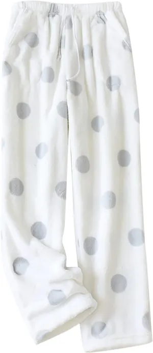 Fluffy Pajama Pants Women Fuzzy Plush Pj Lounge Pants Winter Thermal Fleece Drawstring Pajama Bottoms Sleepwear