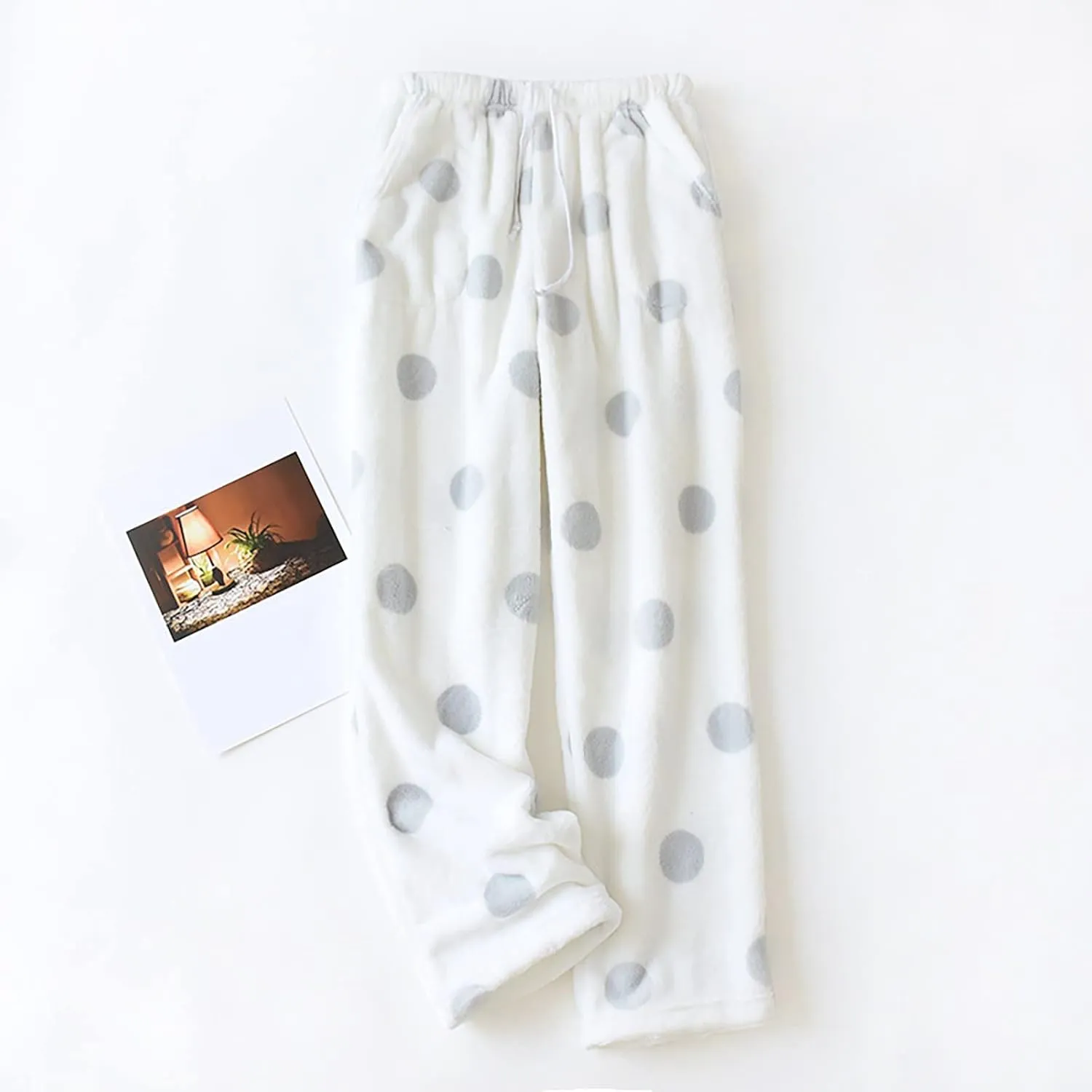 Fluffy Pajama Pants Women Fuzzy Plush Pj Lounge Pants Winter Thermal Fleece Drawstring Pajama Bottoms Sleepwear