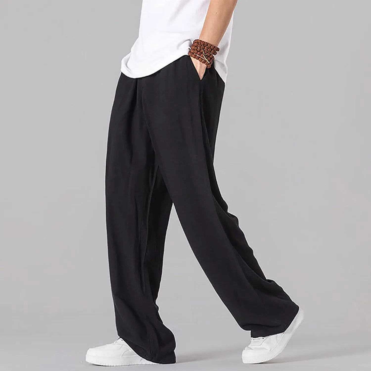 GIERIDUC Mens Joggers Pants Sweatpants Men Joggers with Zipper Pockets Men's Stretch Corduroy Pants Skinny Khaki Pants Mens